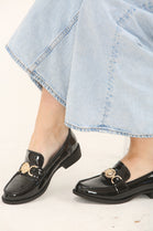 DESIGNER BLACK PATENT SLIP ON LOAFER