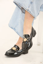 DESIGNER BLACK PATENT SLIP ON LOAFER