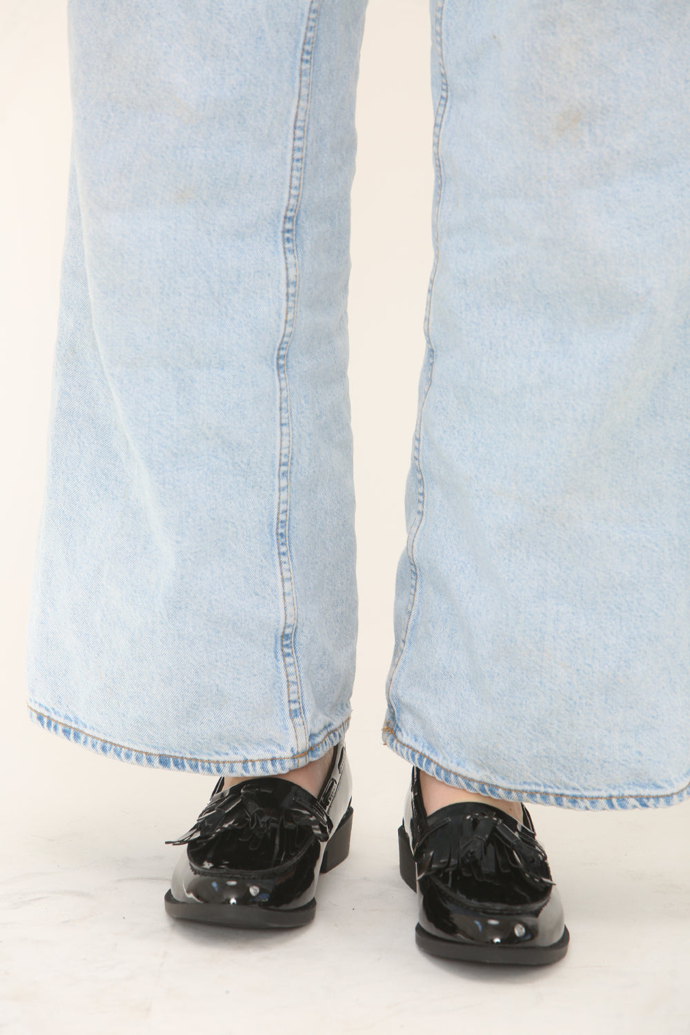 Black Patent Slip On Fringe Tassel Loafer