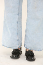 Black Patent Slip On Fringe Tassel Loafer