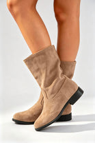 Ladies Classic Camel Mid-Calf Suede Boots