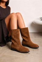 Ladies Classic Khaki Mid-Calf Suede Boots