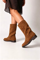 Ladies Classic Khaki Mid-Calf Suede Boots