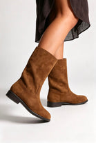 Ladies Classic Khaki Mid-Calf Suede Boots