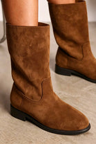 Ladies Classic Khaki Mid-Calf Suede Boots