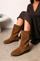 Ladies Classic Khaki Mid-Calf Suede Boots