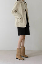 Camel Suede Designer Calf High Flat Boot