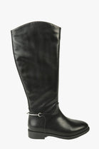 BLACK FLAT KNEE HIGH RIDING BOOT