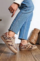Women's Wholesale Leopard Teddy Faux Fur Flat Trainers