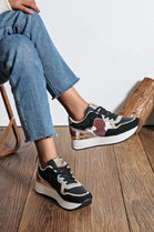 Women's Chunky Platform Lace Up Designer Trainers in Black