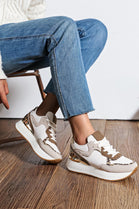 Women's Chunky Platform Lace Up Designer Trainers in Khaki