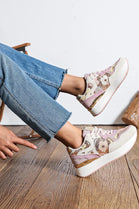 Women's Chunky Platform Lace Up Designer Trainers in Pink
