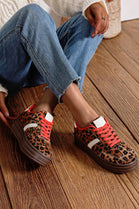 LEOPARD PRINT LACE UP CHUNKY FLAT TRAINERS SNEAKERS