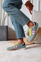 Olive Retro Low‑Top Trainers With Gum Sole