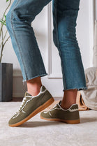 Green Suede Crochet Gum Sole Trainers