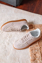 Beige Suede Crochet Gum Sole Trainers