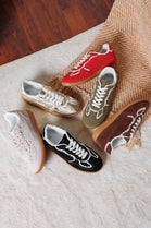 Red Suede Crochet Gum Sole Trainers