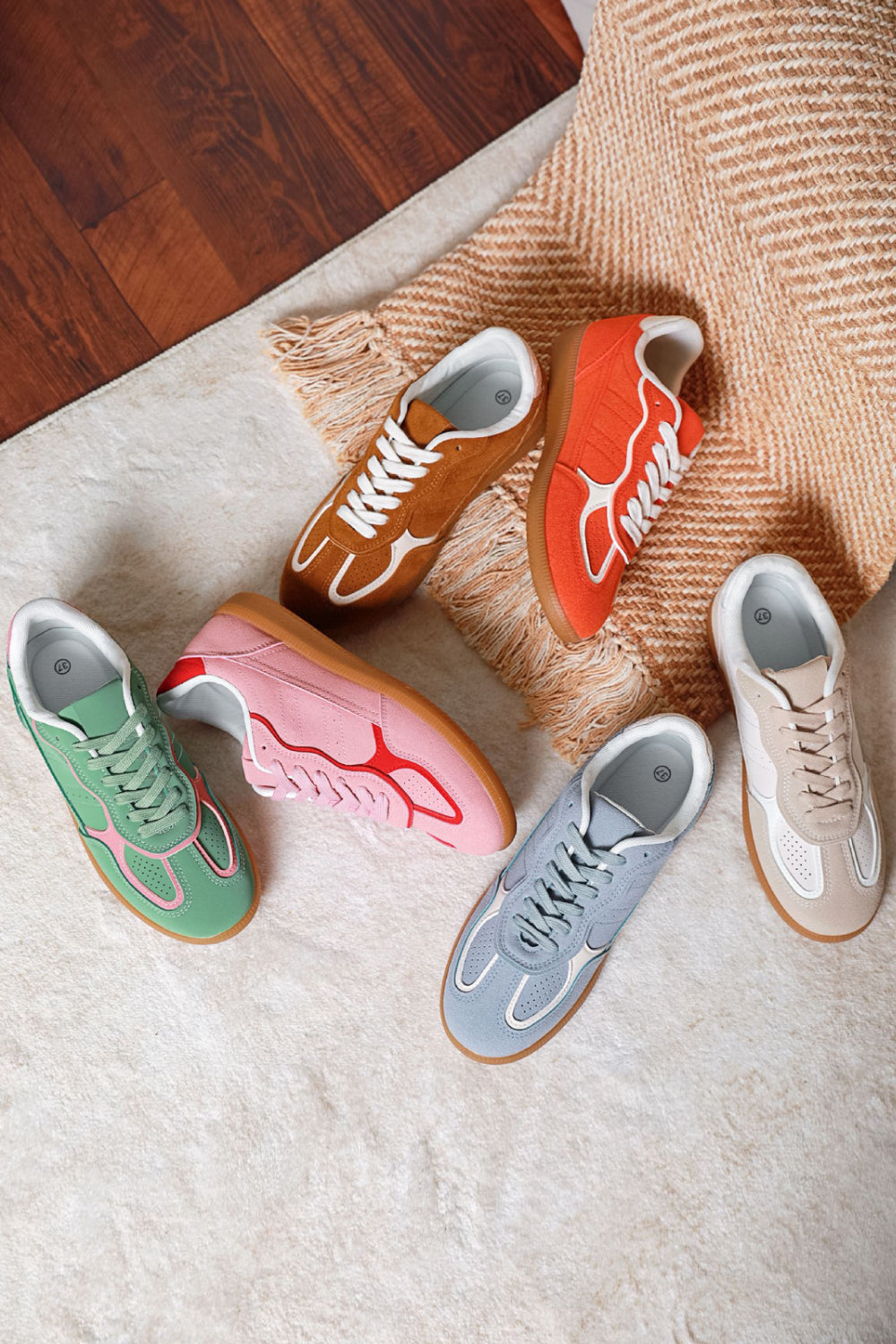 Women's Camel Retro Suede Gum Sole Flat Trainers