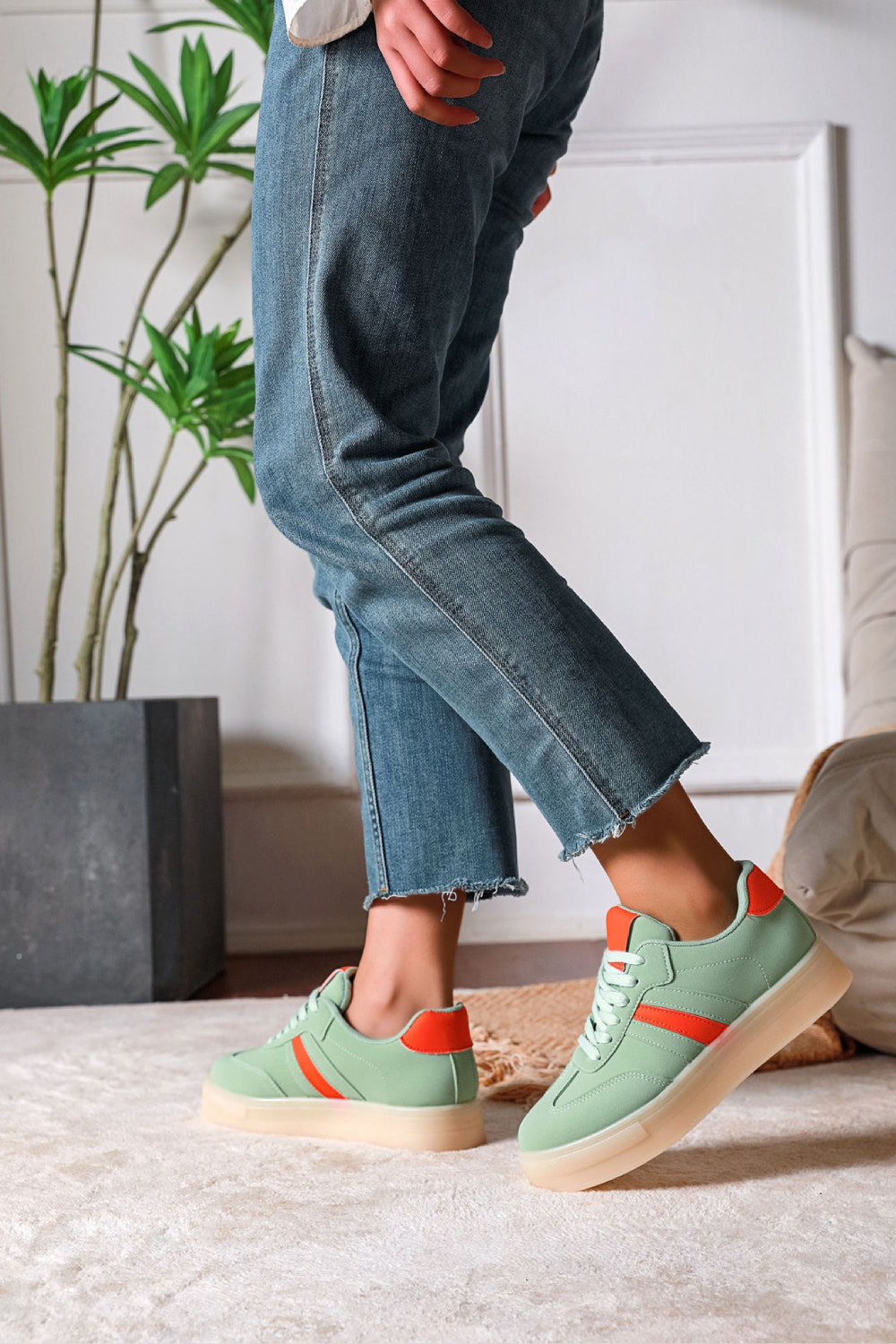 Green Platform Gum Sole Trainers
