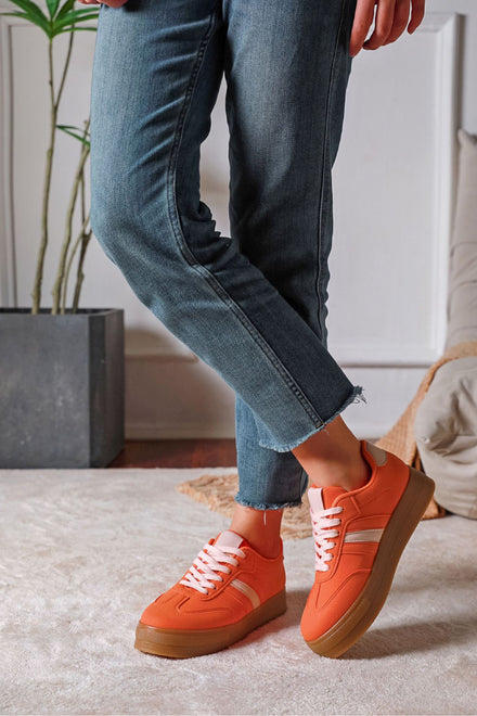 Orange Platform Gum Sole Trainers