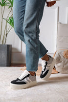 Chunky Sole Black & Grey Contrast Platform Trainers