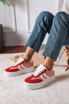 Chunky Sole Red & White Contrast Platform Trainers