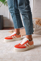 Chunky Sole Orange & White Contrast Platform Trainers