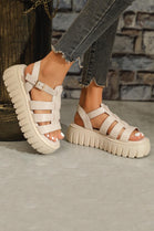 BEIGE CHUNKY PLATFORM CAGE LOOK STRAPPY SUMMER SANDAL
