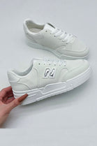 WHITE CHUNKY LACE UP TRAINERS