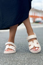 Nude PU Designer Strap Sandals