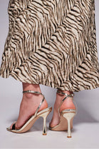 Strappy Mid Heeled Sandals In Gold