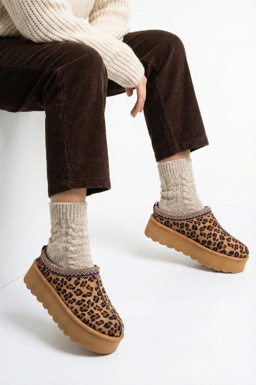 Leopard Aztec Platform Slipper Boots - Faux Fur Lined – No Doubt Shoes