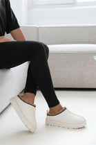 CREAM FAUX SUEDE EMBROIDED AZTEC DETAIL COZY FLUFFY SLIPPERS BOOTS BOOTIES