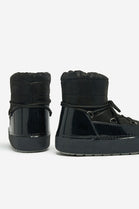 Black Platform Chunky Ankle Snow Winter Boots with Lace Detail