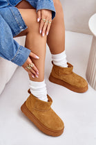 CHESTNUT ULTRA MINI PLATFORM FAUX FUR LINED ANKLE BOOTS