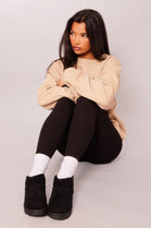 BLACK FAUX SUEDE ULTRA MINI COZY SNOW ANKLE BOOTS