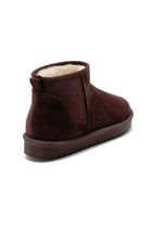 BROWN FAUX SUEDE ULTRA MINI COZY SNOW ANKLE BOOTS
