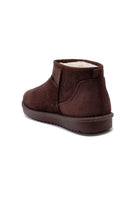 BROWN FAUX SUEDE ULTRA MINI COZY SNOW ANKLE BOOTS