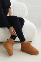 Chestnut Faux-Suede Ultra Mini Fur Lined Ankle Boots