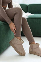 Camel Faux-Suede Ultra Mini Fur Lined Ankle Boots