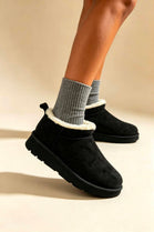 Black Suede Faux Fur Lined low cut Boots