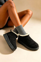 Black Suede Faux Fur Lined low cut Boots