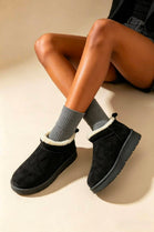Black Suede Faux Fur Lined low cut Boots