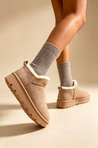 Camel Suede Faux Fur Lined low cut Boots