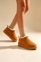 Chestnut Suede Faux Fur Lined low cut Boots