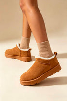 Chestnut Suede Faux Fur Lined low cut Boots