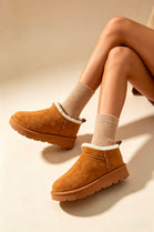 Chestnut Suede Faux Fur Lined low cut Boots