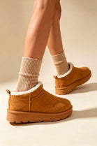 Chestnut Suede Faux Fur Lined low cut Boots