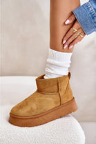 CHESTNUT ULTRA MINI PLATFORM FAUX FUR LINED ANKLE BOOTS