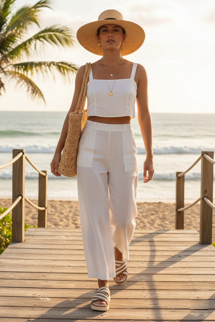 Ladies Mocha Striped Platform Slide Sandals